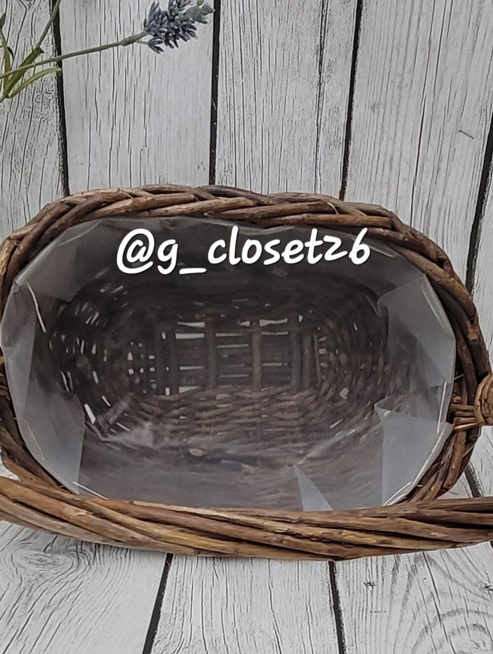 Woven Brown Willow Planter Basket with Handle - Picture 7 of 10